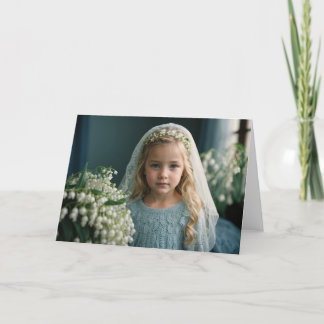 Tarjeta De Agradecimiento Chica Lily Blue Blonde en velo