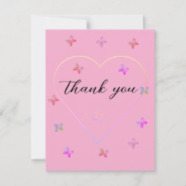 Tarjeta De Agradecimiento Chica mariposa corazón rosa baby shower 