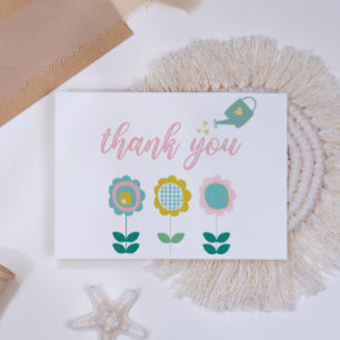Tarjeta De Agradecimiento Chica Mariposa Flores de Primavera Baby Shower