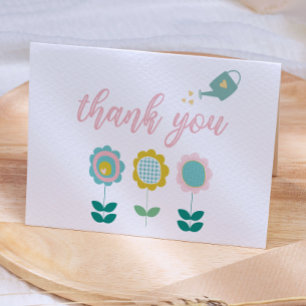 Tarjeta De Agradecimiento Chica Mariposa Flores de Primavera Shower para Beb