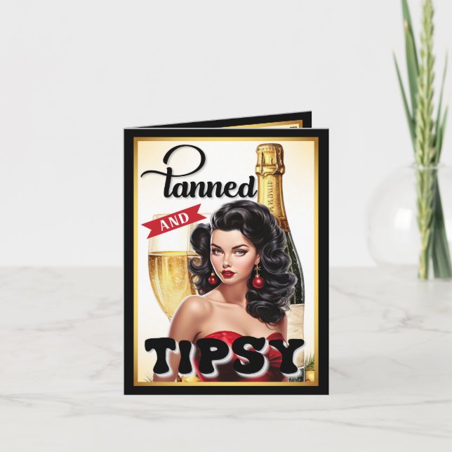 Tarjeta De Agradecimiento Chica Monada Bronceada y Achispada (Anverso)