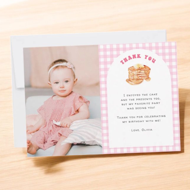 Tarjeta De Agradecimiento Chica Pancake Desayuno Primer cumpleaños Foto (Subido por el creador)