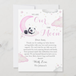 Tarjeta De Agradecimiento Chica Panda Oso Ducha de Bebé Sobre La Luna
