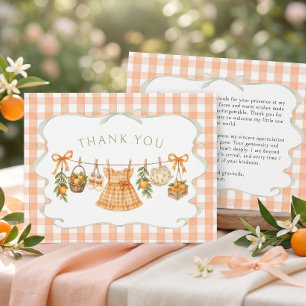Tarjeta De Agradecimiento Chica pequeña nena naranja Baby Shower