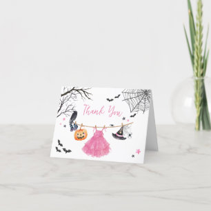 Tarjeta De Agradecimiento Chica Pequeño Boo Halloween Calabaza Baby Shower