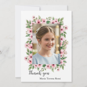 Tarjeta De Agradecimiento Chica Personalizado de confirmación Foto Floral Gr