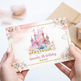 Tarjeta De Agradecimiento Chica Princesa Real Castillo 5 cumpleaños