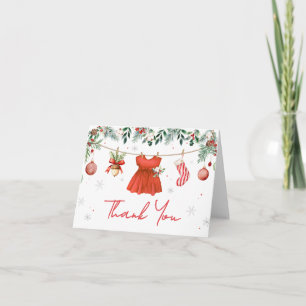 Tarjeta De Agradecimiento Chica Red Santa Navidades Baby Shower