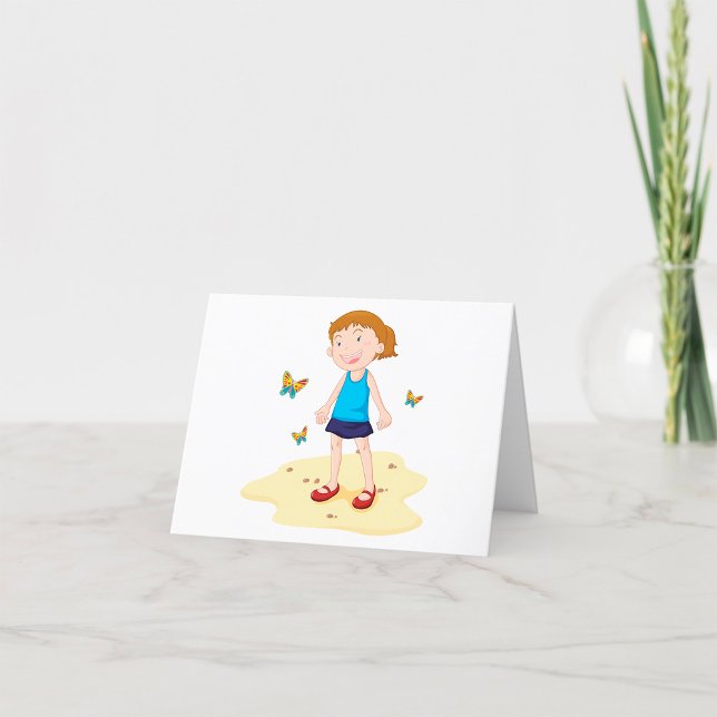 Tarjeta De Agradecimiento Chica Rodeado De Mariposas (Subido por el creador)