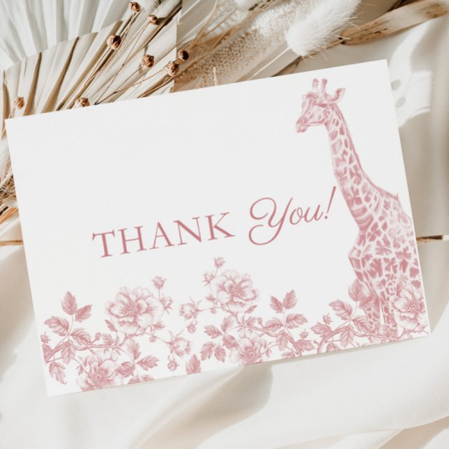 Tarjeta De Agradecimiento Chica rosa Baby Shower Toile Safari Gracias tarjet (Subido por el creador)
