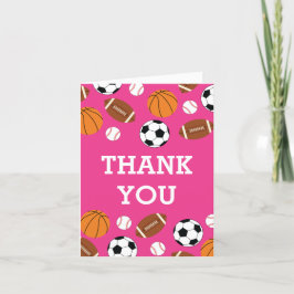 Tarjeta De Agradecimiento Chica rosa de Baby Shower deportivo