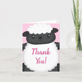 Tarjeta De Agradecimiento Chica rosa de la granja de ovinos Baby Shower