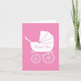 Tarjeta De Agradecimiento Chica rosa elegante de Baby Shower con portaequipa