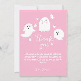 Tarjeta De Agradecimiento Chica Rosa Halloween Baby Shower Gracias