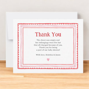 Tarjeta De Agradecimiento Chica Rosado Baby Shower