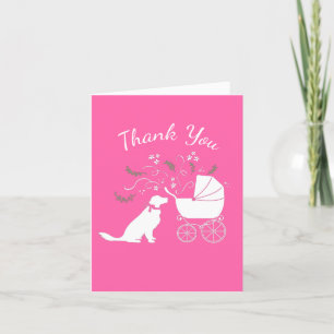 Tarjeta De Agradecimiento Chica rosado de Baby Shower de perro con recuperac