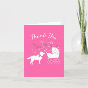 Tarjeta De Agradecimiento Chica rosado del perro Husky siberiano Baby Shower