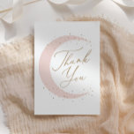 Tarjeta De Agradecimiento Chica rosado sobre la luna Baby Shower<br><div class="desc">Digan gracias a sus amigos y familiares por asistir a su ducha de bebé con estas tarjetas de agradecimiento con el tema de "sobre la luna".</div>