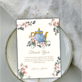 Tarjeta De Agradecimiento Chica ruso vintage Wildflower Tea Baby Shower
