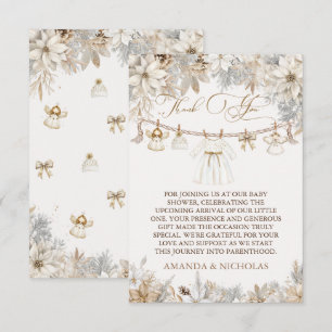 Tarjeta De Agradecimiento Chica Shower de Bebé Floral de Invierno