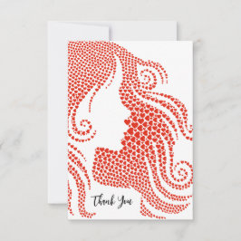 Tarjeta De Agradecimiento Chica Silhouette Mini Corazones Graduación