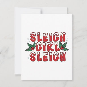Tarjeta De Agradecimiento Chica Sleigh Navidades Navidades feos
