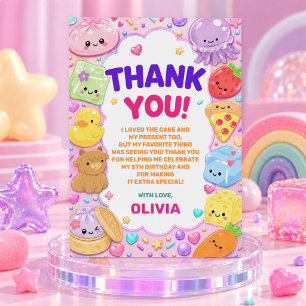 Tarjeta De Agradecimiento Chica Squishy Lindo Kawaii Fiesta de Cumpleaños Co