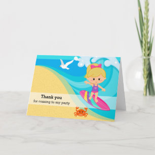 Tarjeta De Agradecimiento Chica surfista