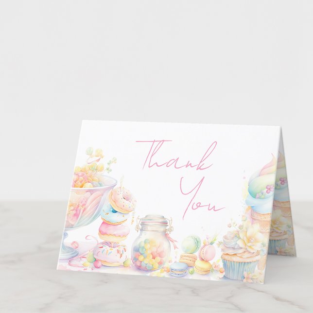 Tarjeta De Agradecimiento Chica Sweet One Sweet Tratos First Birthday (Add your message or leave blank for your handwritten message.)