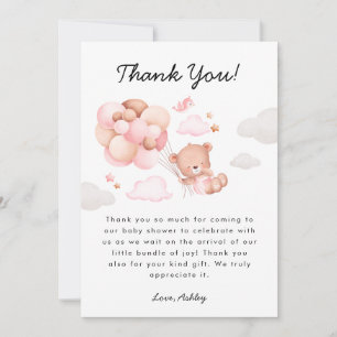 Tarjeta De Agradecimiento Chica Teddy Bear Baby Shower