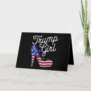 Tarjeta De Agradecimiento Chica Trump Tacón Alto Bandera Americana Brillo Pa