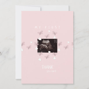 Tarjeta De Agradecimiento Chica Ultrasonido Mariposa Graciosa Bebé Gracias