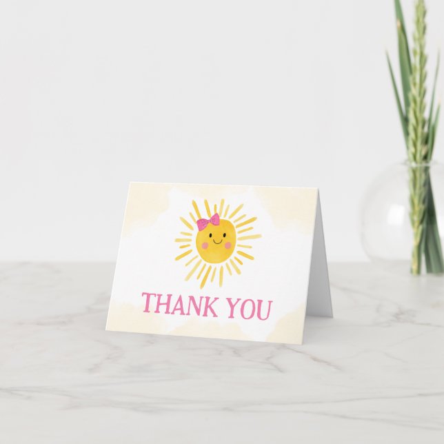 Tarjeta De Agradecimiento Chica Un pequeño rayo de luz solar Baby Shower (Anverso)