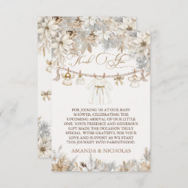 Tarjeta De Agradecimiento Chica Winter Floral Baby Shower
