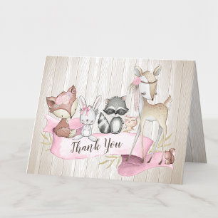 Tarjeta De Agradecimiento Chica Woodland Animal Friends Baby Shower