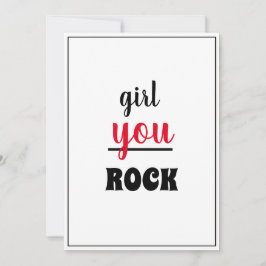 Tarjeta De Agradecimiento Chica You ROCK Nice Gesture Script Mujer