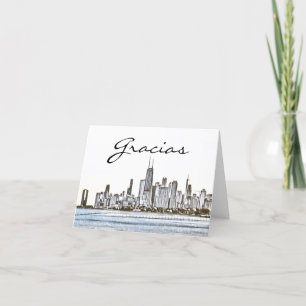 Tarjeta De Agradecimiento Chicago Skyline Gracias