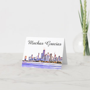 Tarjeta De Agradecimiento Chicago Skyline Muchas Gracias