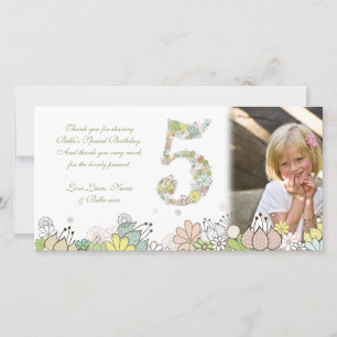 Tarjeta De Agradecimiento Chicas 5º cumpleaños de sangre neutral gracias fot