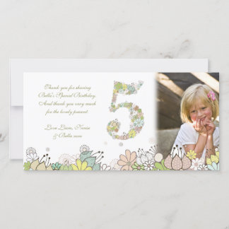 Tarjeta De Agradecimiento Chicas 5º cumpleaños de sangre neutral gracias fot