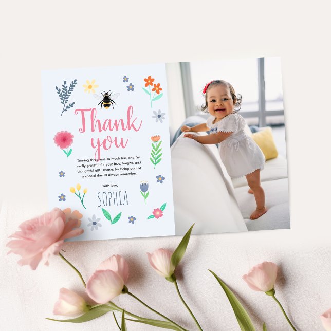 Tarjeta De Agradecimiento Chicas acribillan a los niños de abejas florales f (Subido por el creador)