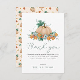 Tarjeta De Agradecimiento Chicas acribillan Baby Shower calabaza otoño