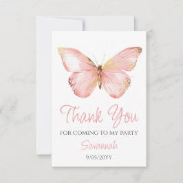 Tarjeta De Agradecimiento Chicas acribillan mariposa rosa Rubor Fiesta de cu