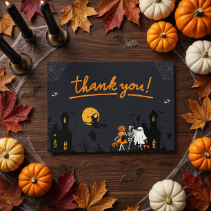 Tarjeta De Agradecimiento Chicas adorables de Halloween Esqueleto Fantasma C