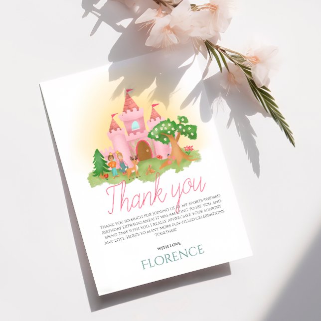 Tarjeta De Agradecimiento Chicas adoran a princesas rosadas cumpleaños (Subido por el creador)
