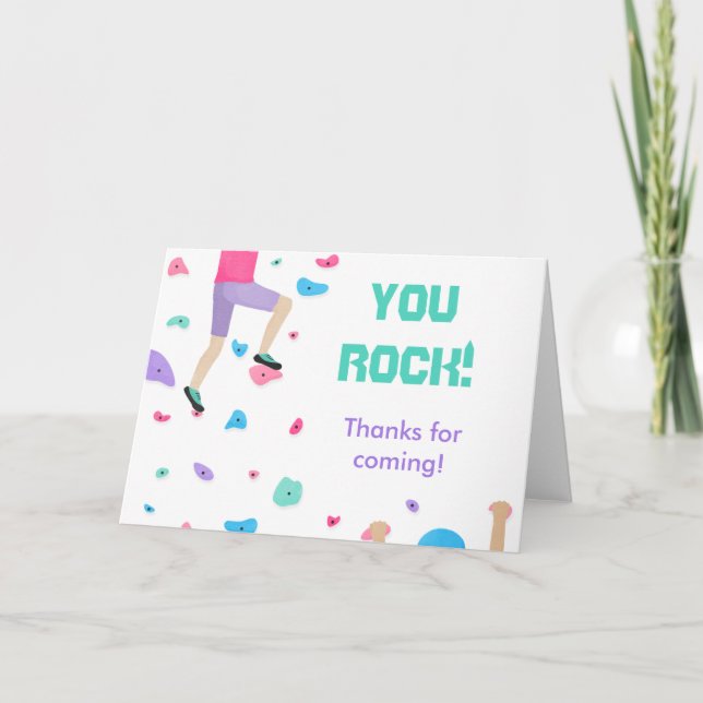 Tarjeta De Agradecimiento Chicas Colorful Rock Climbing (Anverso)
