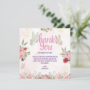 Tarjeta De Agradecimiento Chicas cortan a los niños mariposa rosada morada C