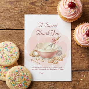 Tarjeta De Agradecimiento Chicas Cumpleañeras de Fiesta de Repostería   Eleg
