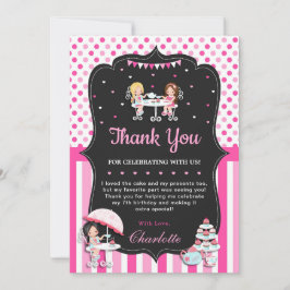 Tarjeta De Agradecimiento Chicas Cupakes Alto Fiesta de té Cumpleaños Rosa