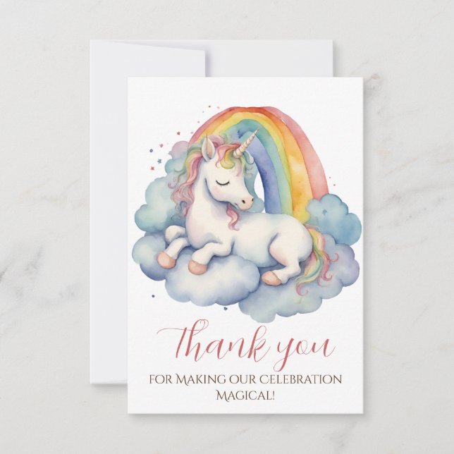 Tarjeta De Agradecimiento Chicas de Baby Unicorn Baby Shower Gracias (Anverso)